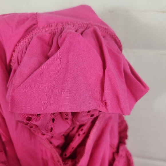 Tuckernuck Hyacinth House Tryall Preppy Eyelet Lace Ruffle Midi Dress Hot Pink S - Picture 12 of 15